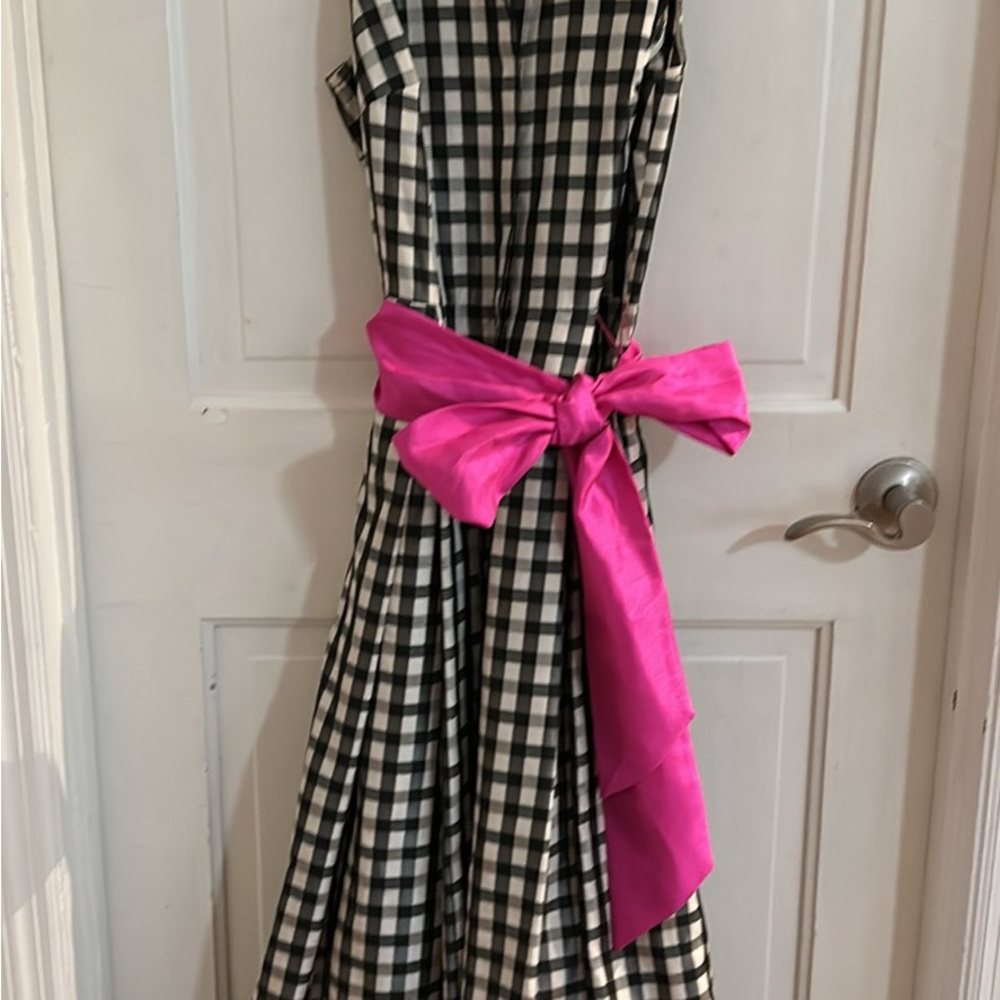 Eliza J Black and White Fit and Flare Dress Scoop Neck Cocktail